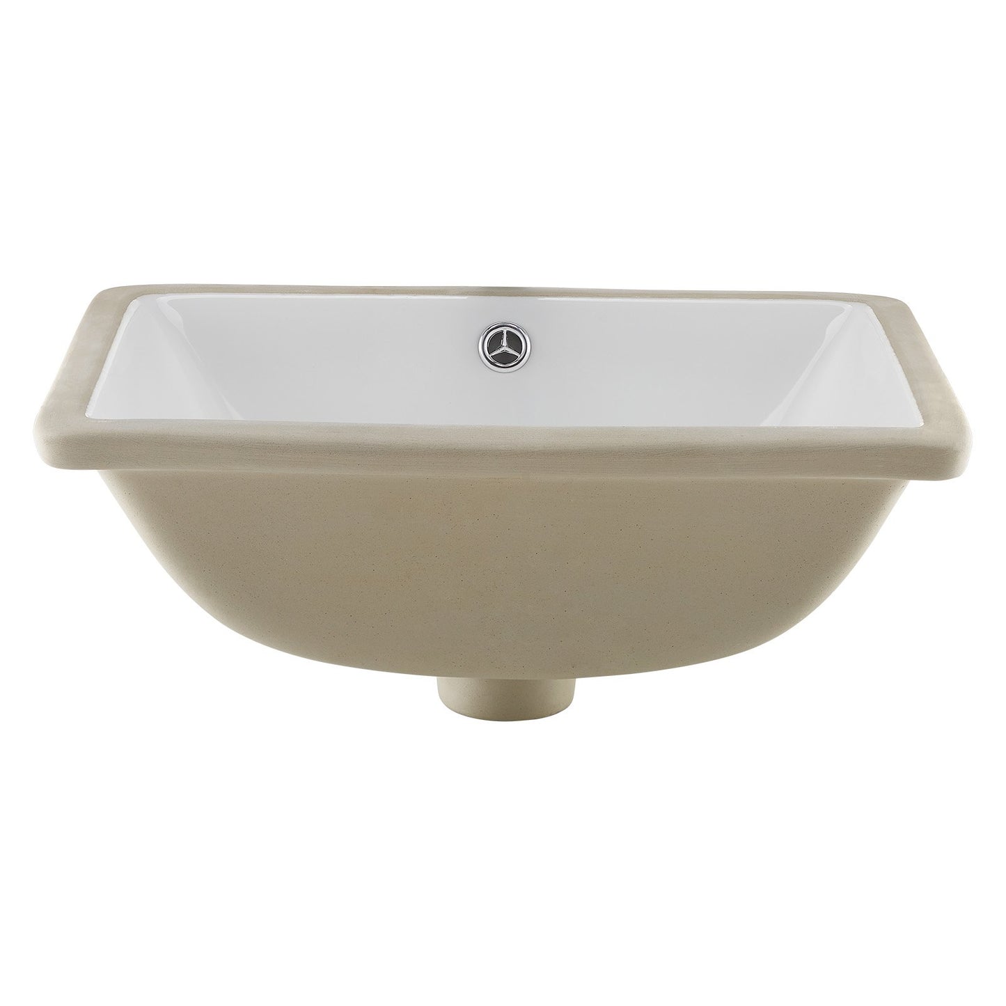 Undermount Bathroom Sink, 18.11 x 12.99 Inch Rectangular White Ceramic Vessel Sink with Overflow Hole, Under Counter Drop in Modern Lavatory Vanity Bath Wash Bowl Basin, Rectangle Small Space