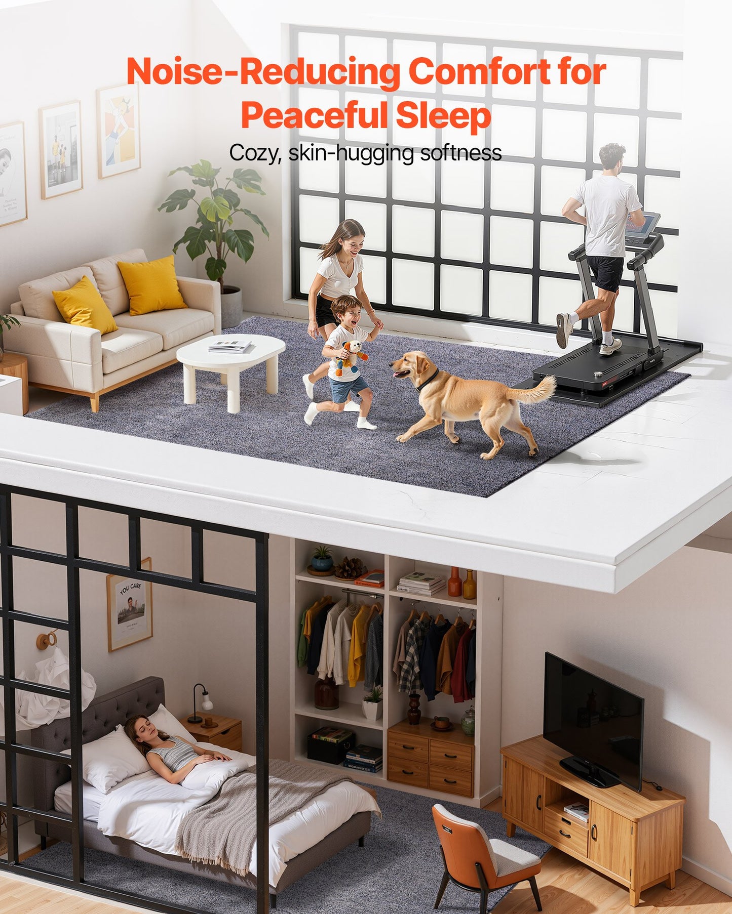 Indoor Plush Area Rugs, 9 x 12 ft Plush Carpet, Area Rugs Furry with Long Plushs Pile, Thick & Durable High-Pile Rug for High-Traffic Areas, Non-Shedding & Non-Slip Backing, Blue-Gray