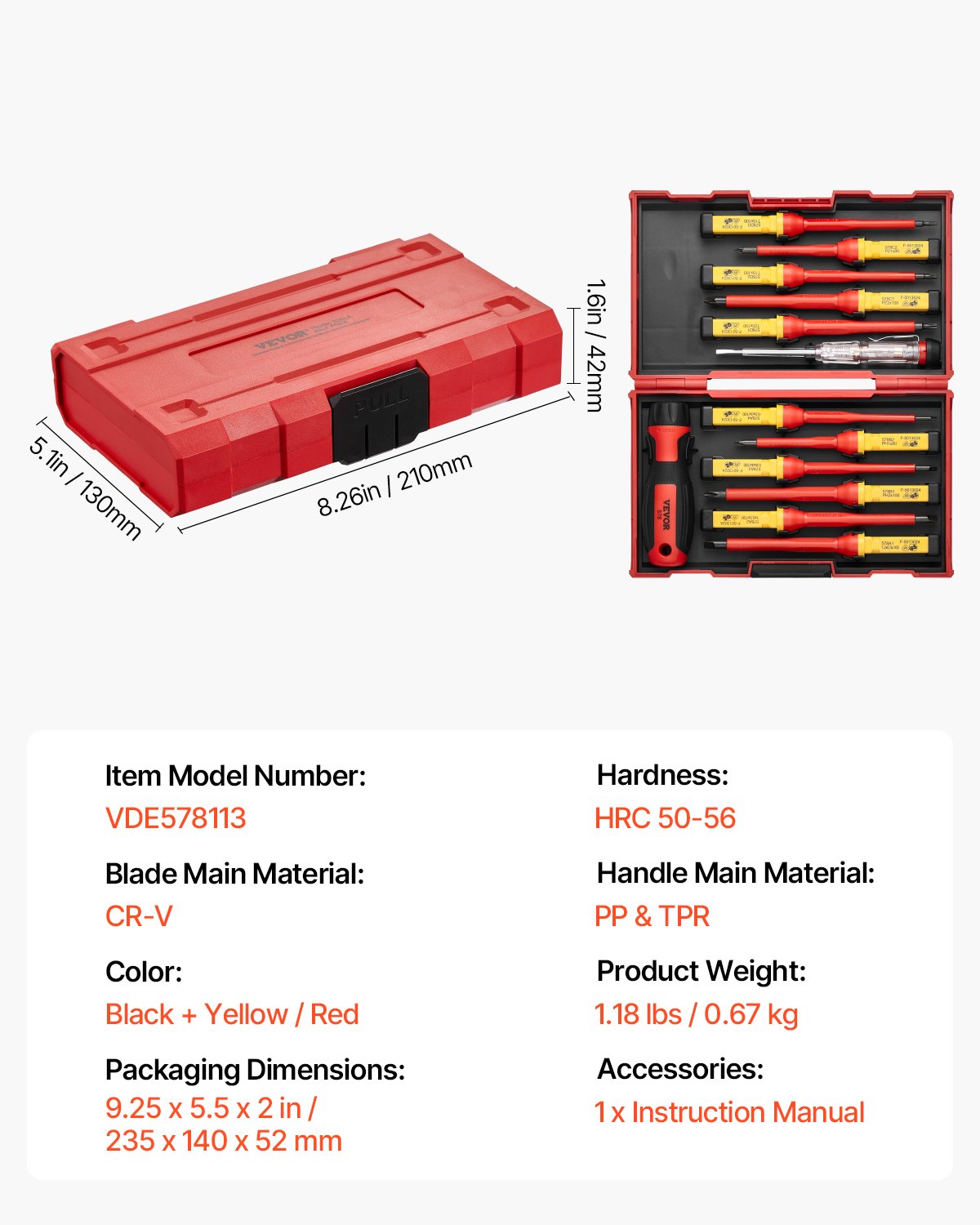 Insulated Screwdriver Set 13-Piece Insulated Tool Set for Electricians 1000V