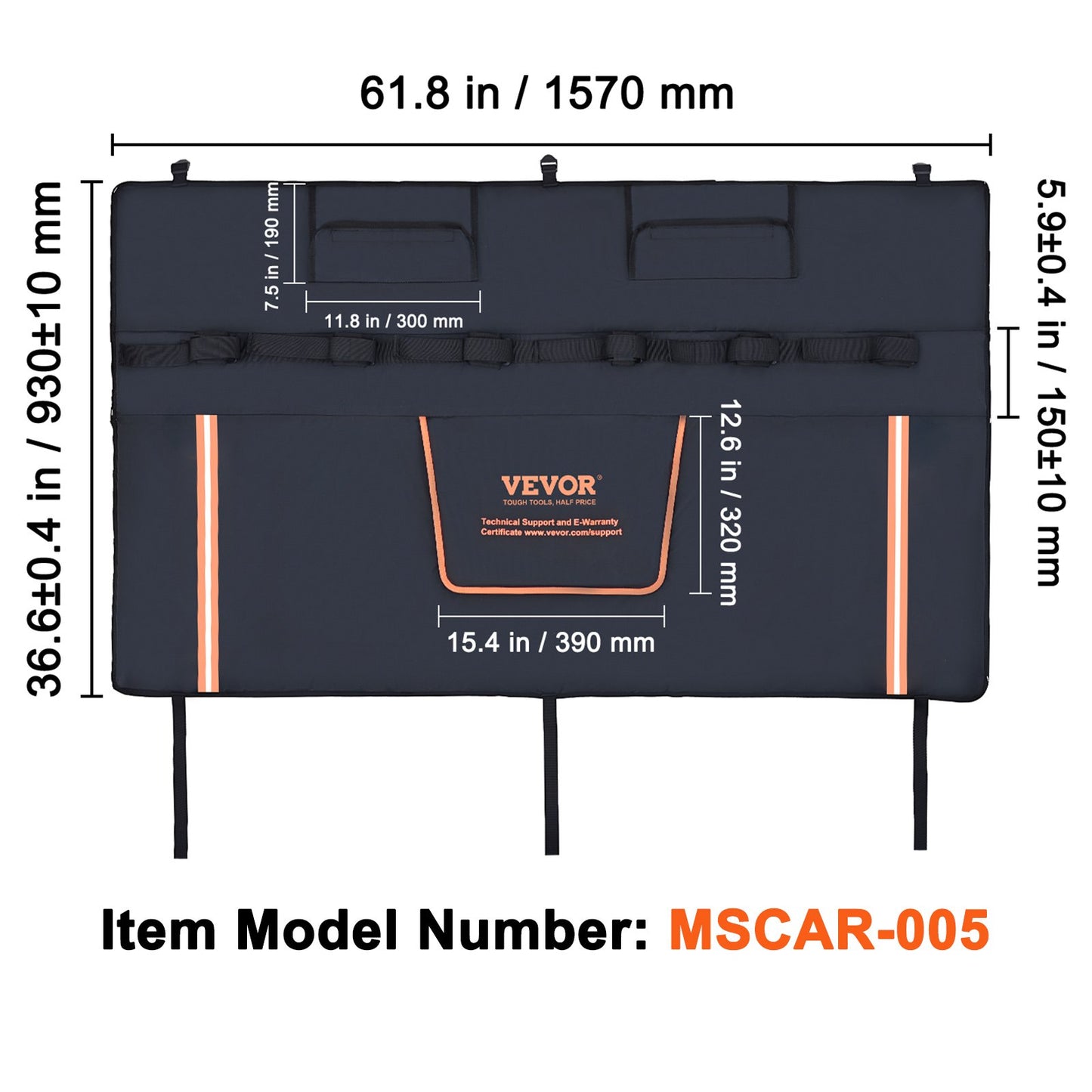 Tailgate Bike Pad, 62" Truck Tailgate Pad Carry 6 Mountain Bikes, Tailgate Protection Pad with Reflective Strips and Tool Pockets, Tailgate Pad with Rear Camera Opening for Pickup Trucks