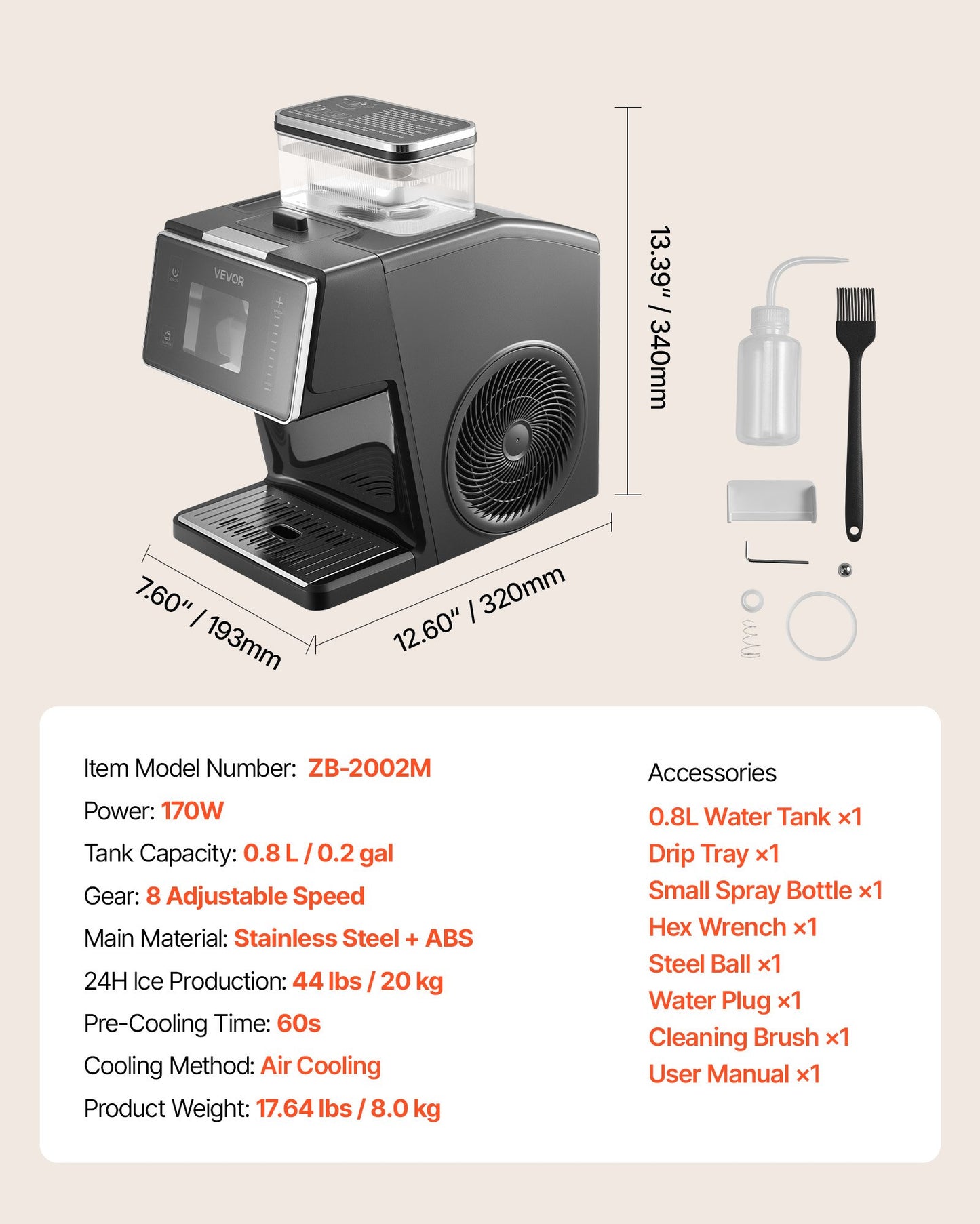 Snowflake Ice Machine, 44LBS/24H Snowflake Ice Maker, Ice-Shaver Machine with Stainless Steel Blade, Electric Snow Cone Maker with 0.2 Gal Tank, 60S Fast Pre-Cooling, for Home & Small Gatherings