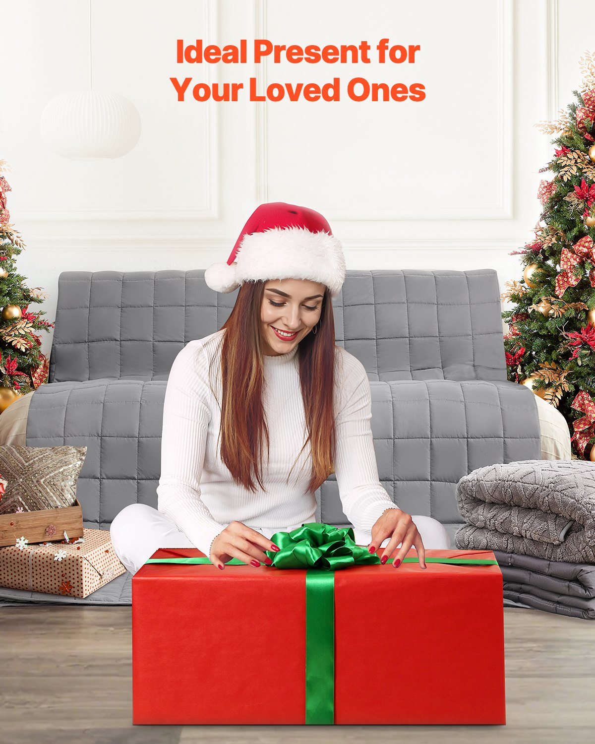 Weighted Blanket, 25 lbs, 60 x 80 in Queen Size, Cooling Breathable Heavy Blanket with Glass Beads, All-Season Use, Suitable for 250-310 lbs Adults, Anxiety Stress Relief, Improve Sleep, Grey