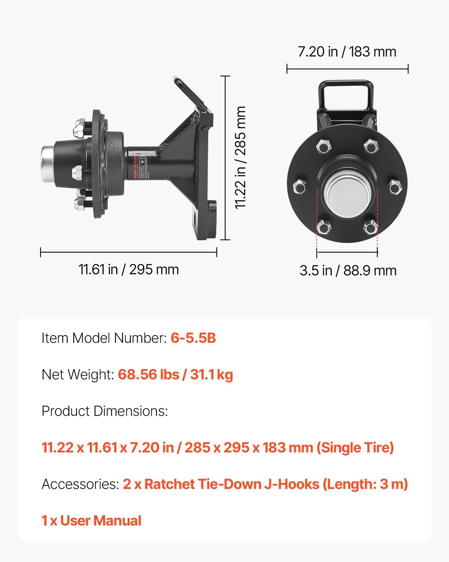 Shipping Container Wheels 6-Lug Wheels Kit, Heavy Duty Shipping Container Axle with Ratchet Tie Down-Moves 20 ft - 40 ft, Secure Transport for Dock, Warehouse, Construction Site, Black