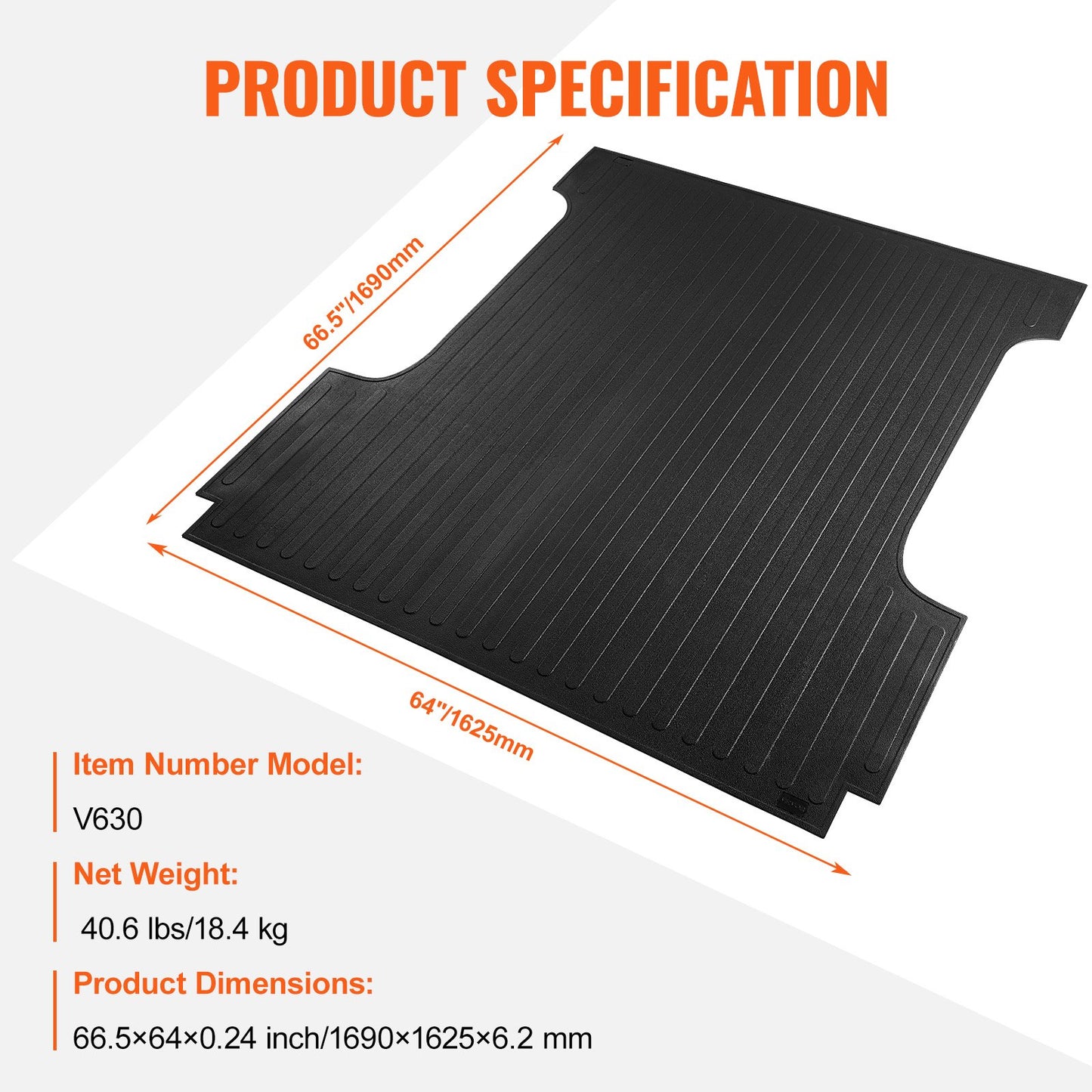 Truck Bed Mat, Fits for 2015-2023 Ford F150 5.5 FT Short Bed, 66.5" x 64" Rubber Truck Bed Liner, 1/4" Thick Bed Mat Car Accessories for All-Weather Protection, Prevent Slipping or Damage
