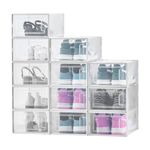 Skoförvaringslådor 12-pack Stapelbara förvaringsorganisatörer US-storlek 11 Vita