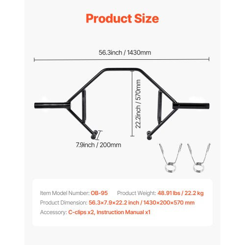 Trap Bar Hex Bar Squat Shrug Langhantel Gewichtheben Offener Rahmen 50 mm | EU
