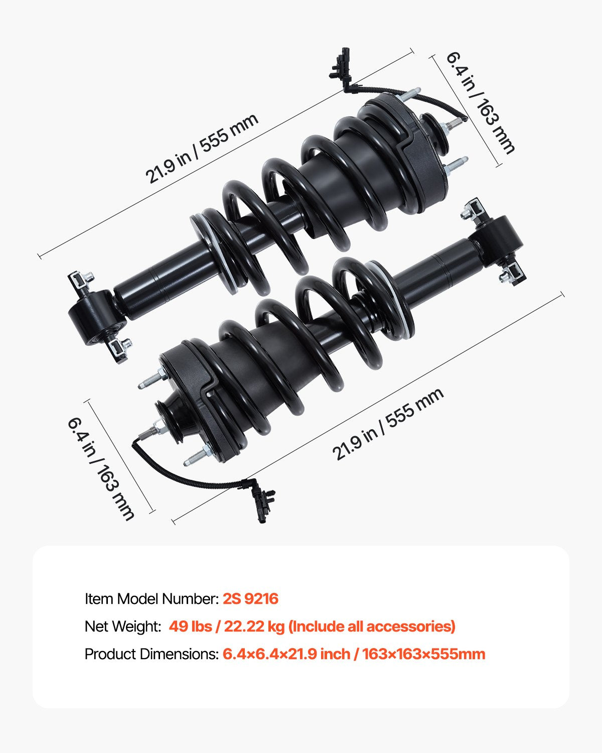 Front Air Shock Absorber Strut, 2 PCS, Compatible with Cadillac Escalade, Chevrolet Silverado/Suburban/Tahoe, GMC Sierra/Yukon, Replacement for 84176631 84061228 84977478 23312167 23464589