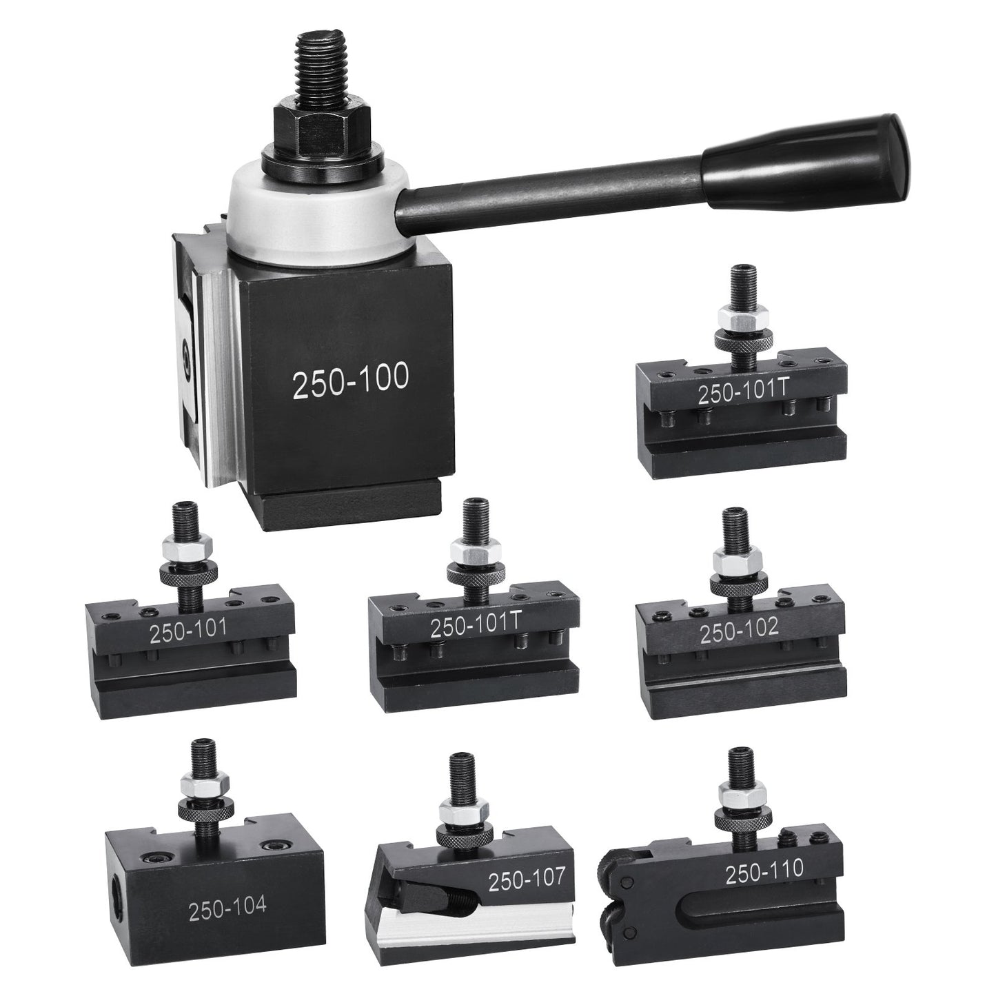 Quick Change Tool Post Set, 8 Pcs, Includes Lathe Tool Holders, Wedge Type Tool Post with Turning Tool Holder Accessories, Fit for Mini Lathe & Metal Lathe 6"-12" Swing, Durable Steel Material