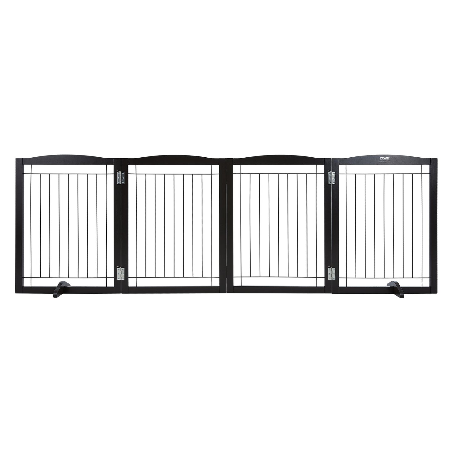 Fristående Dog Gate 32x96,5 tum Fristående Pet Gate Vikbar Brun