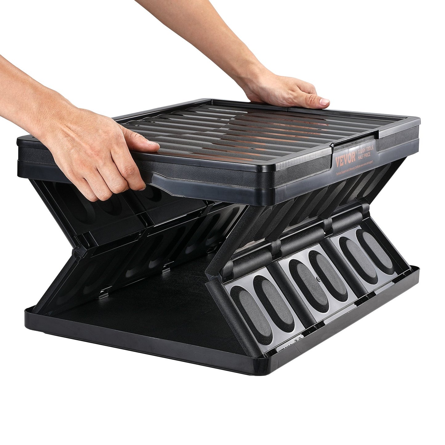 Zusammenklappbare Aufbewahrungsbehälter mit Deckel, 45 l, 3er-Pack, zusammenklappbare Kunststoffboxen mit Griffen, große, robuste Behälter für Kleidung, Spielzeug, Bücher, Snacks, Schuhe und Lebensmittel