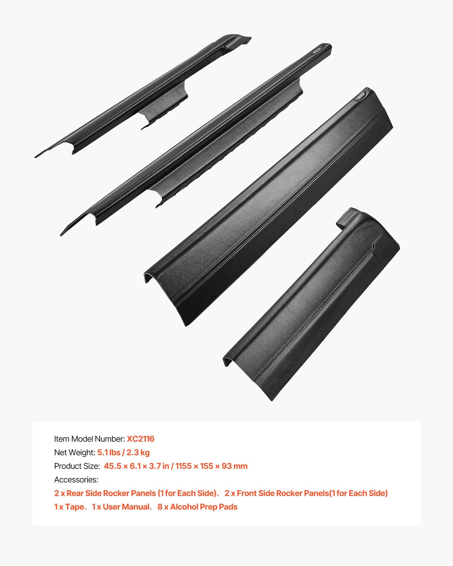 Rocker Panel Guard, 4-Piece Set, Compatible with 1999-2006 Chevrolet Silverado Extended Cab, Replacement for 14089 Trail Armor Side Skirts Extension Body Kit, Driver Side, 3M Adhesive, Black