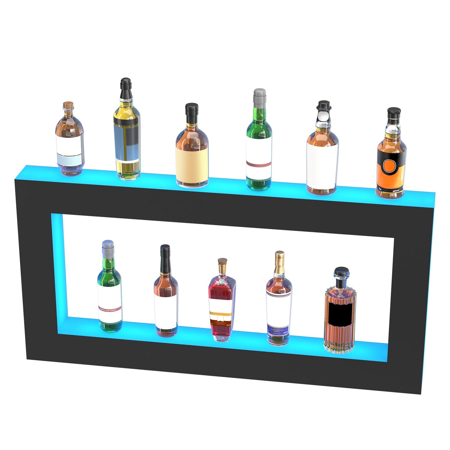 LED Lighted Liquor Bottle Display Bar Shelf RF & App Control 48" Square
