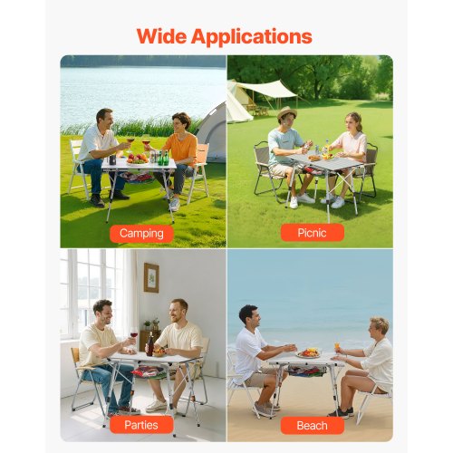 Foldable Portable Camping Table Aluminum Outdoor Picnic Table Mesh Storage | EU