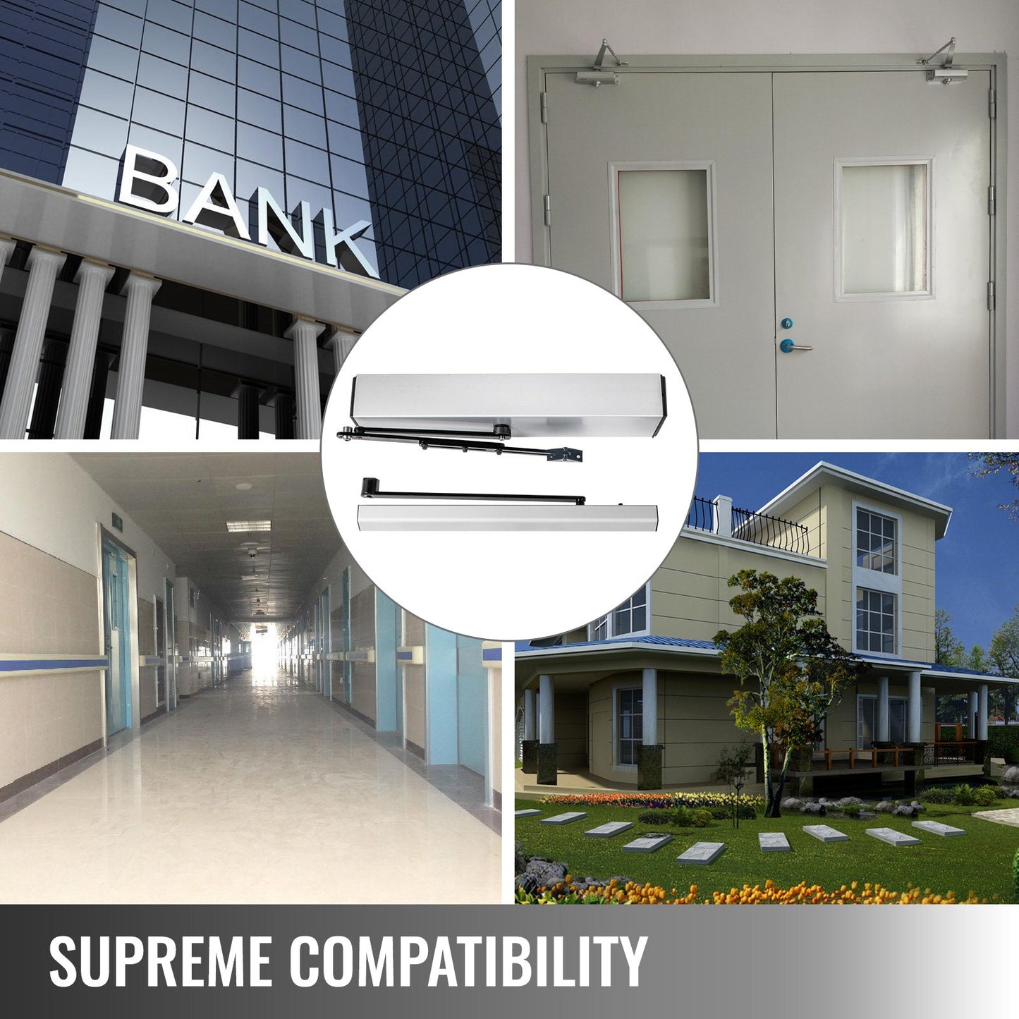 Automatic Door Opener 110-240V, Handicap Door Opener 22 Lbs, 50 W Swing Door Opener, Automatic Swing Door Opener, 120 Degrees Adjustable Aluminum Alloy and Stainless Steel Electric Door Opener