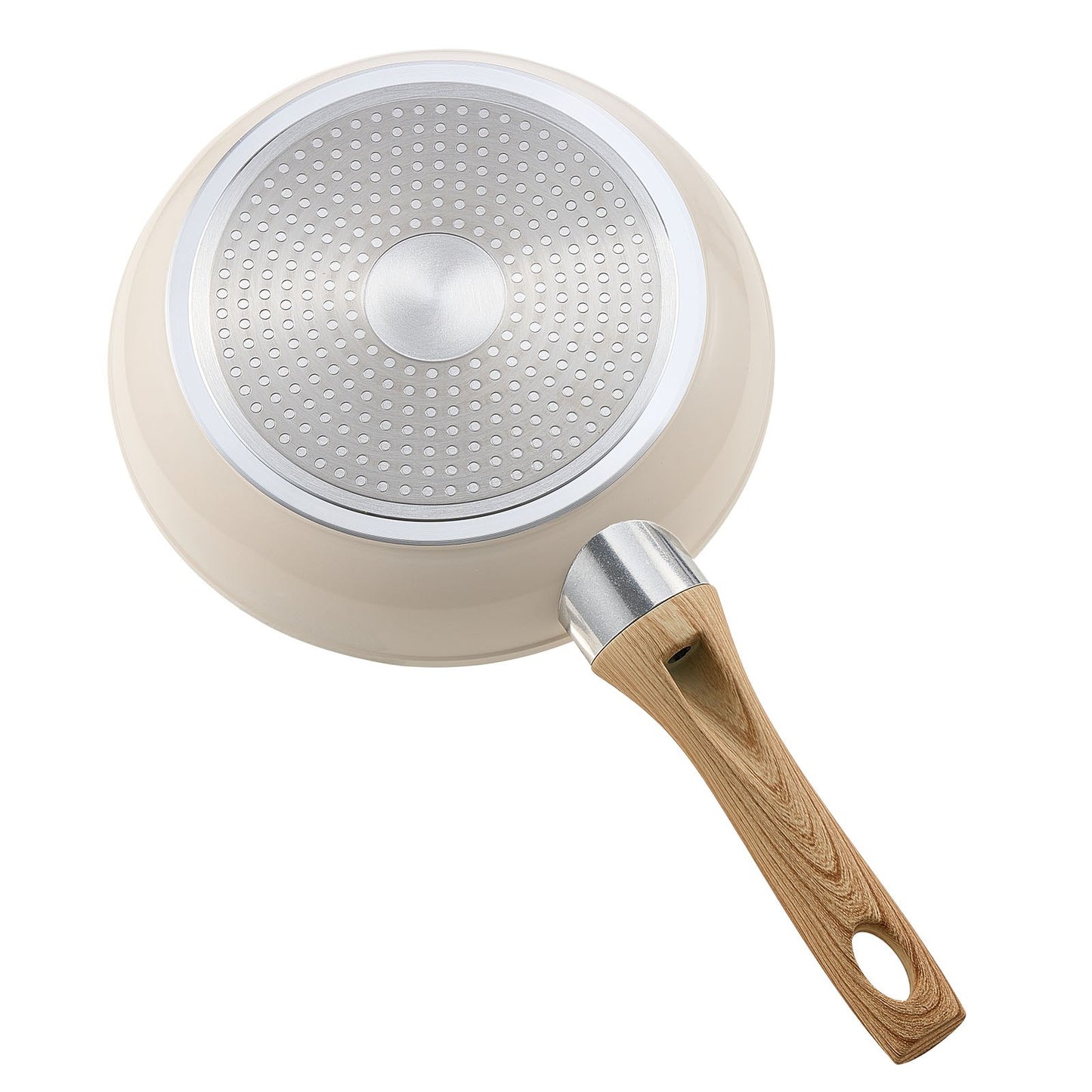 Frying Pan Skillet, Aluminum Egg Fry Pans, 3 Piece (8, 9.5, 11 in), Nonsitck Ceramic Heavy-Duty Skillets with Heat-Resistant Handle, Chef's Kitchen Cookware for Gas, Electric, Induction, Beige