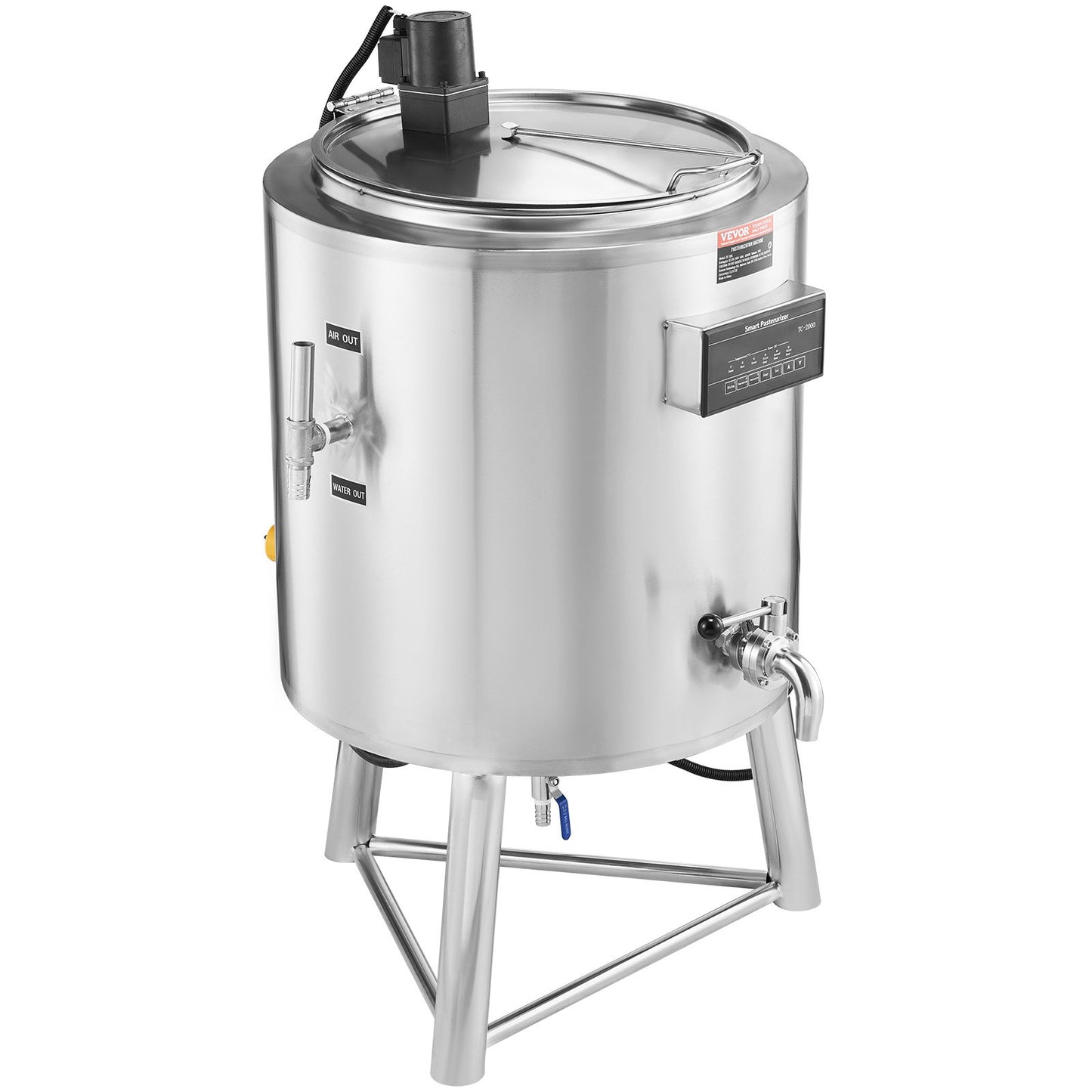 Milk Pasteurizer 100L, Commercial Milk Pasteurization Machine, Food Grade 304 Stainless Steel, Professional Pasteurization with Time and Temperature Control, for Milk Juice Yogurt Sterilization