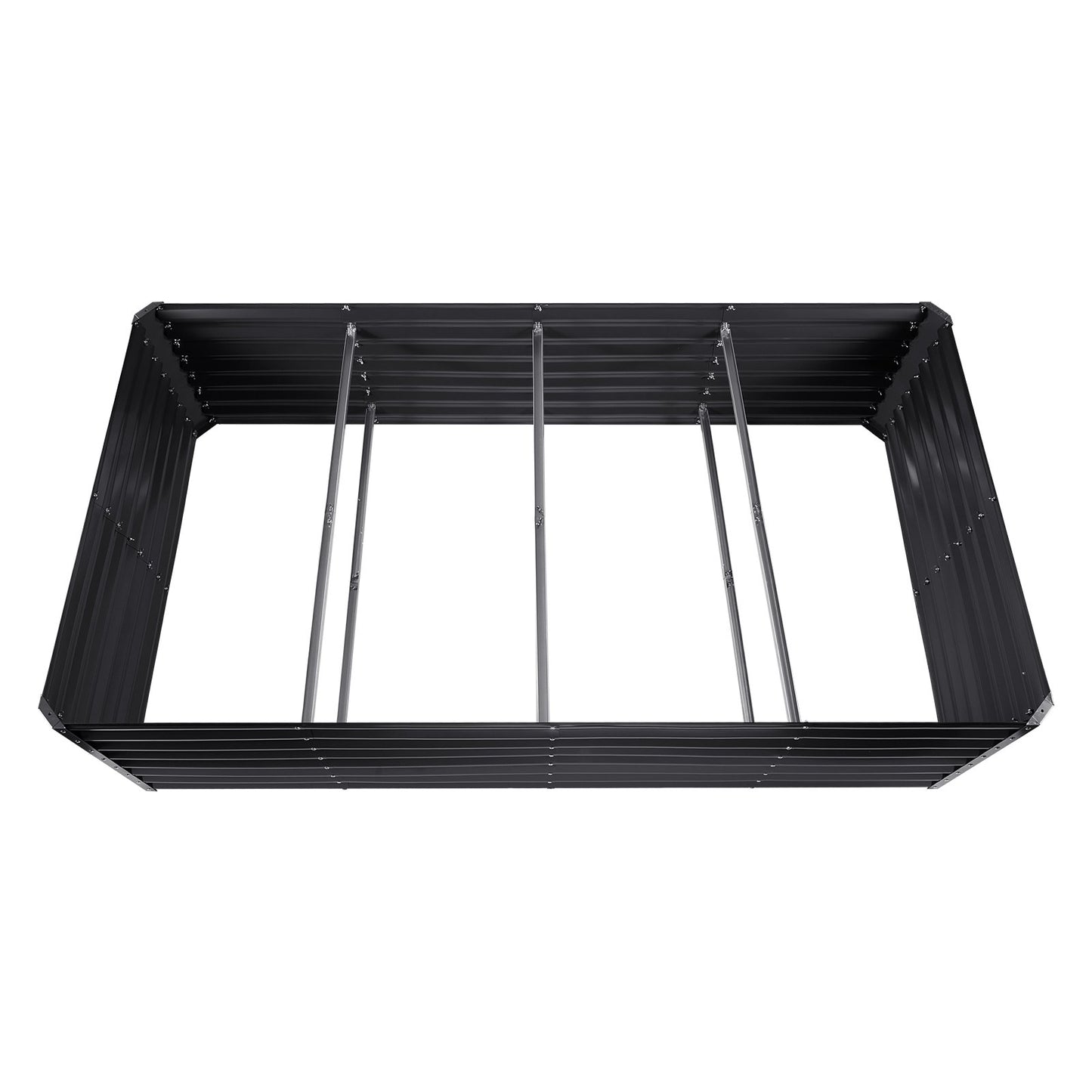 Hochbeet, 240 x 120 x 60 cm, Pflanzkasten aus verzinktem Metall, Pflanzkästen für den Außenbereich mit offenem Boden, für den Anbau von Blumen/Gemüse/Kräutern im Hinterhof/Garten/auf der Terrasse/auf dem Balkon, Dunkelgrau