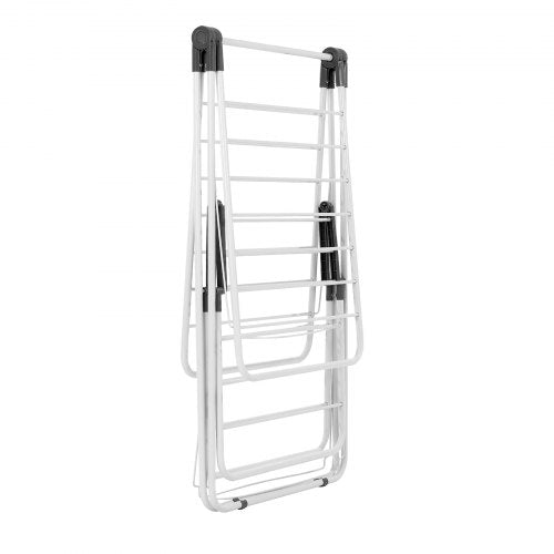 2-tier foldable clothes drying rack with sock clips and 31 drying rods white