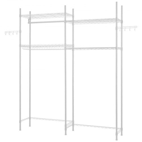 Lagerregal für Waschmaschine und Trockner, zweireihig, 4 Ebenen, Waschmaschinenständer, weiß | EU