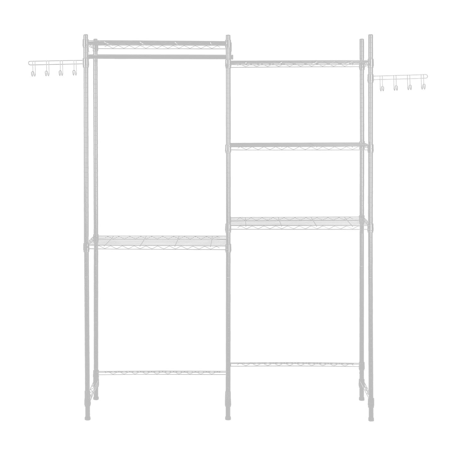 Over Washer and Dryer Storage Shelves, 5 Tiers Laundry Room Drying Rack with Hanger Rod and Hooks, Two Rows Adjustable Washer Shelves Space Saver, for Laundry Room Storage & Organization, White