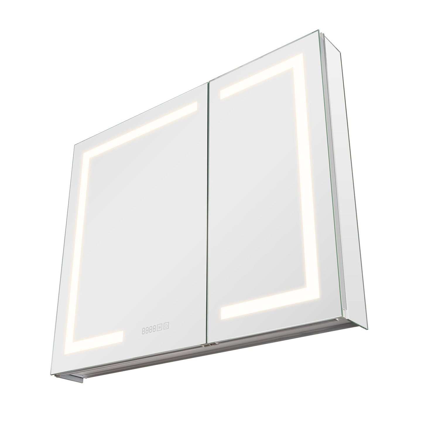 Lighted Medicine Cabinet with Mirror, 36 x 30 in Recessed or Wall Mount, 3 Color Dimmable LED Bathroom Medicine Cabinet with HD Mirror, Clock, Adjustable Shelve Storage, Memory Defog Function