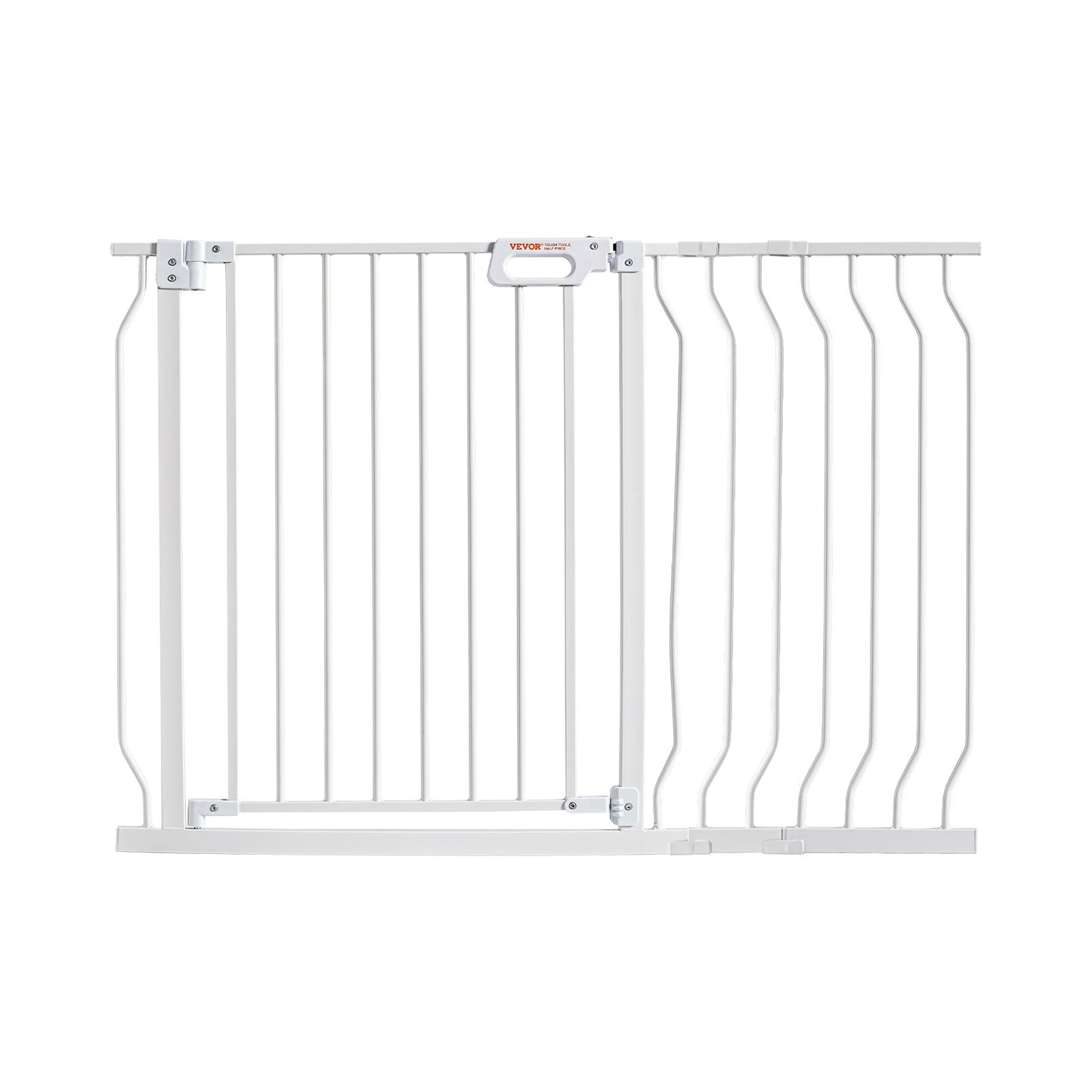 Baby Gate, 29,5"-48,4" extra bred, 30" hög, hundgrind för trappor dörröppningar och hus, Easy Step Walk Thru Auto Close Barnport Pet Security Gate med tryckmonteringssats och väggmonteringssats, vit