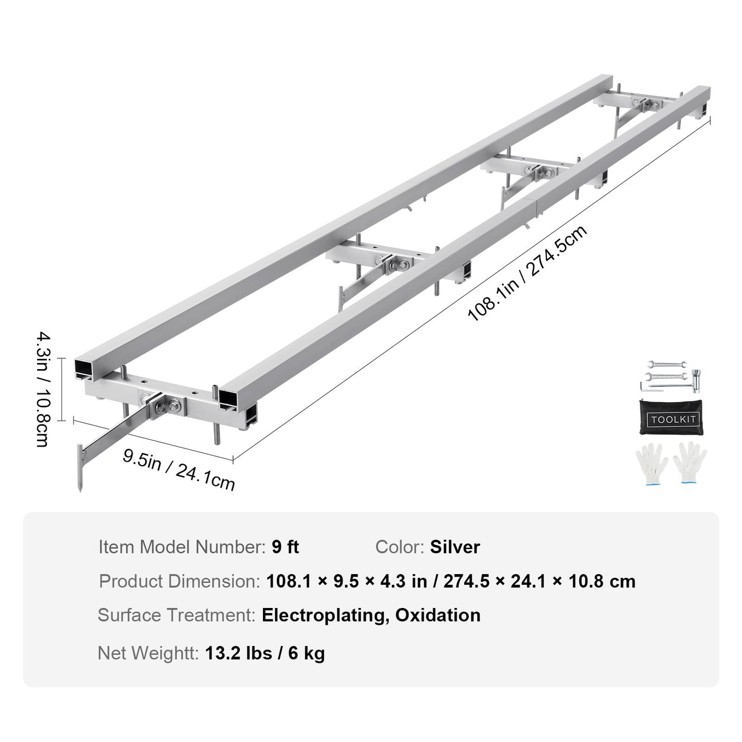Rail Mill Guide System, 9 ft Milling Guide, 4 Crossbar Kits Chainsaw Mill Rail Guide, Aluminum Adjustable Saw Mill Rail System Work with Chainsaw Mills for Builders and Woodworkers