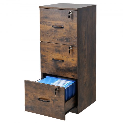 Aktenschrank mit 3 Schubladen, vertikaler Aktenschrank mit Schloss für das Homeoffice | EU