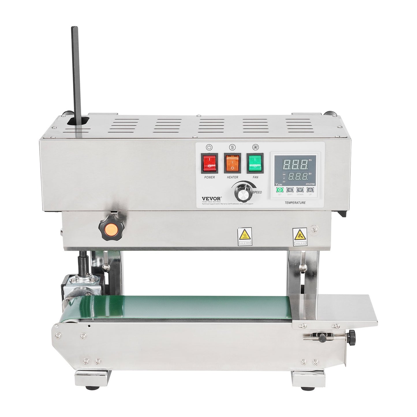 Continuous Bag Band Sealing Machine, 0.24-0.47 in/6-12 mm Seal Width, Vertical Band Sealer Machine with Digital Temperature Control, Stainless Steel Bag Sealer for 0.02-0.8 mm Plastic Bags Films