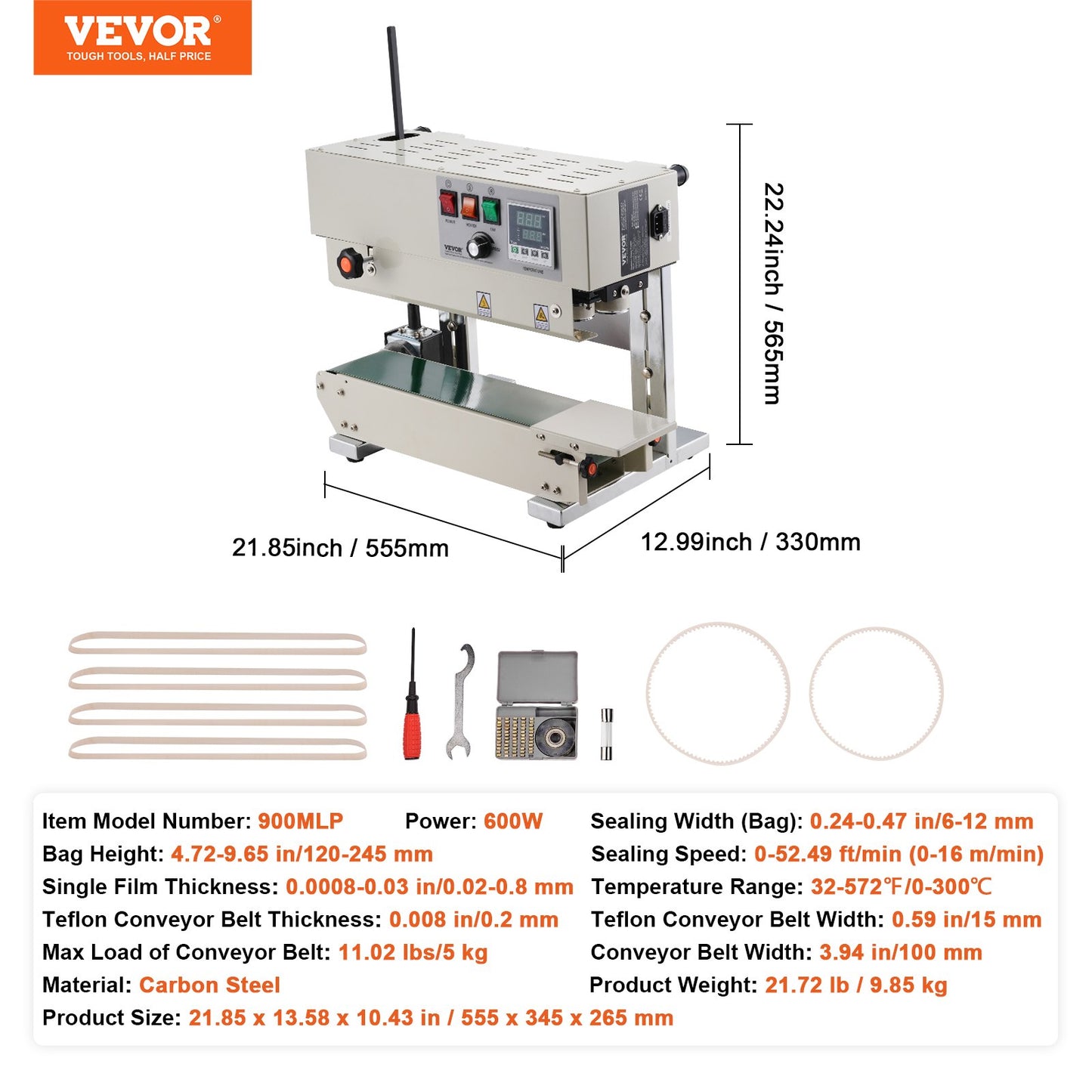 Continuous Bag Band Sealing Machine Vertical Band Sealer Carbon Steel