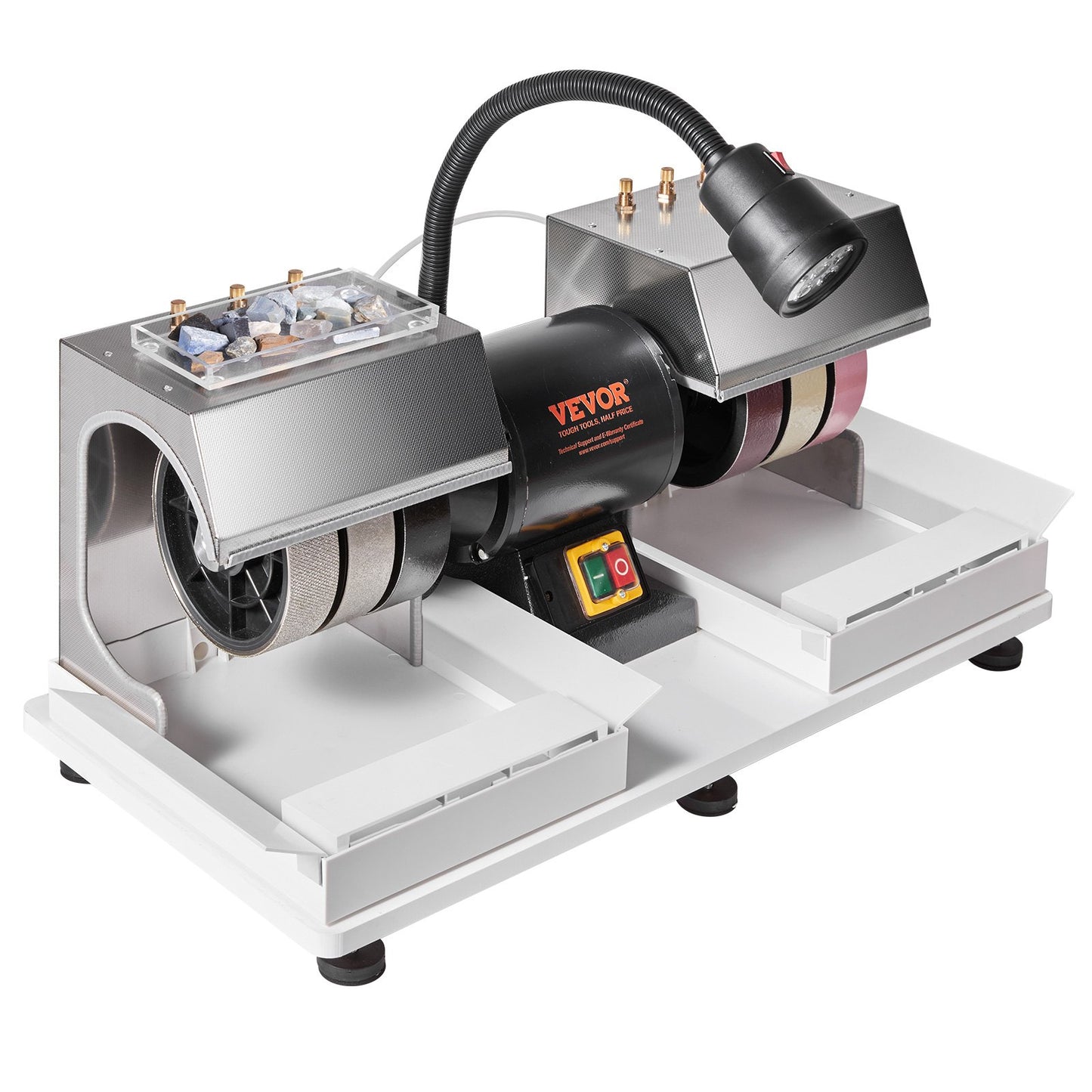 Cabbing Machine, 6" 1/4HP 1800rpm Efficient, Lapidary Rock Grinder Polisher With Lamp & Water Pump, Gem Faceting Machine, Rock Grinding Machine for Gem Jade Stone, Create Cabochons for Necklaces