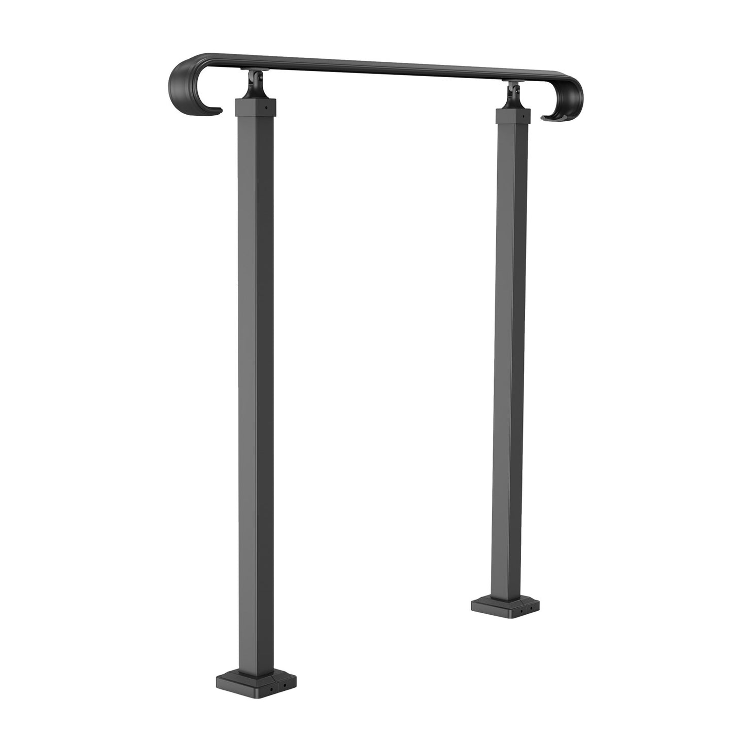 Smidesjärnsräcke, Passar 1 eller 2 stegs utomhustrappräcke, justerbar verandahandstång, svarta övergångsräcke för betongtrappor eller trätrappor med installationssats