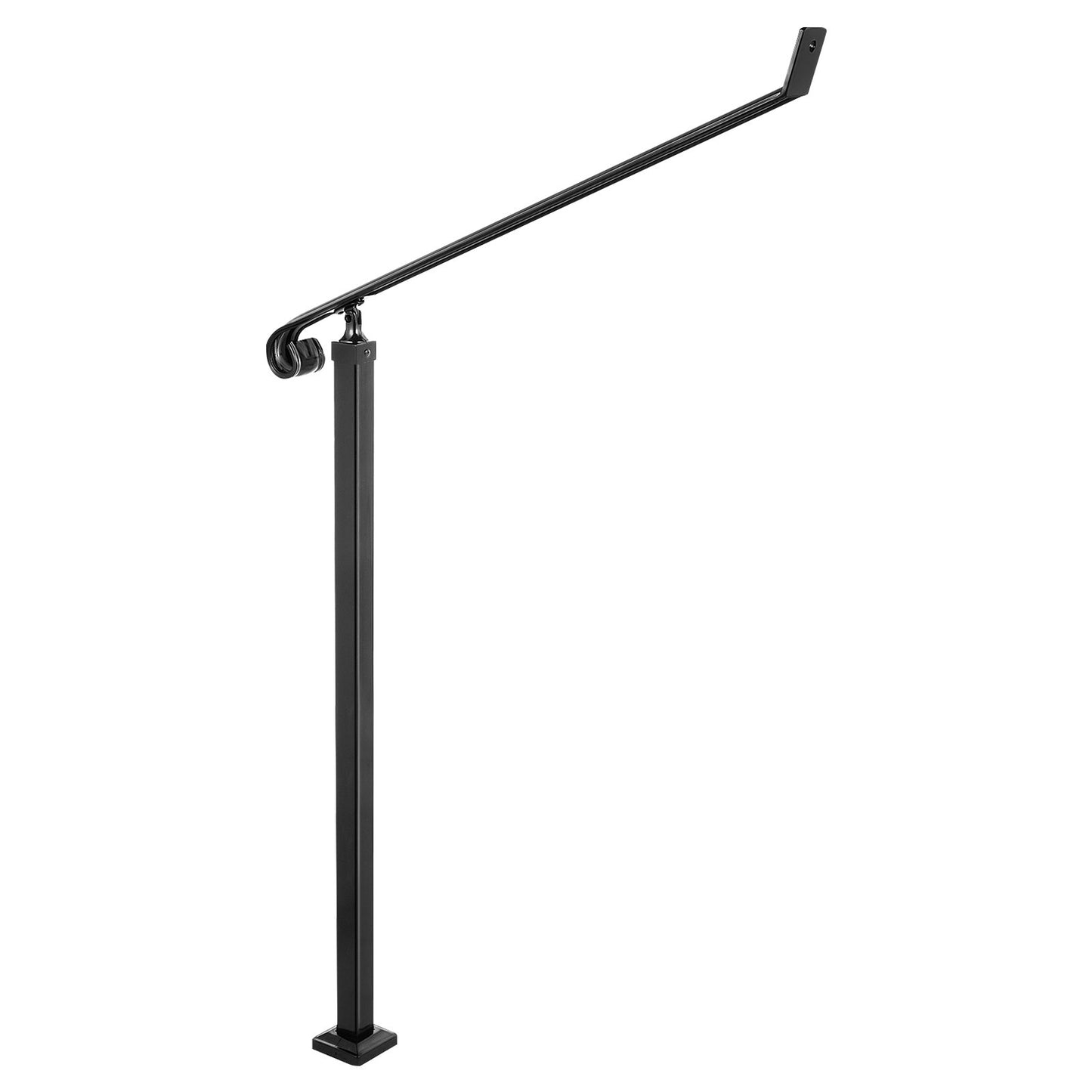 40 mm Rohrgeländer aus Schmiedeeisen, 2-stufiger Handlauf für Außentreppen, Handläufe, Gartengeländer, Außenhandlauf, Treppengeländer für Stufen mit verschraubtem Pfosten