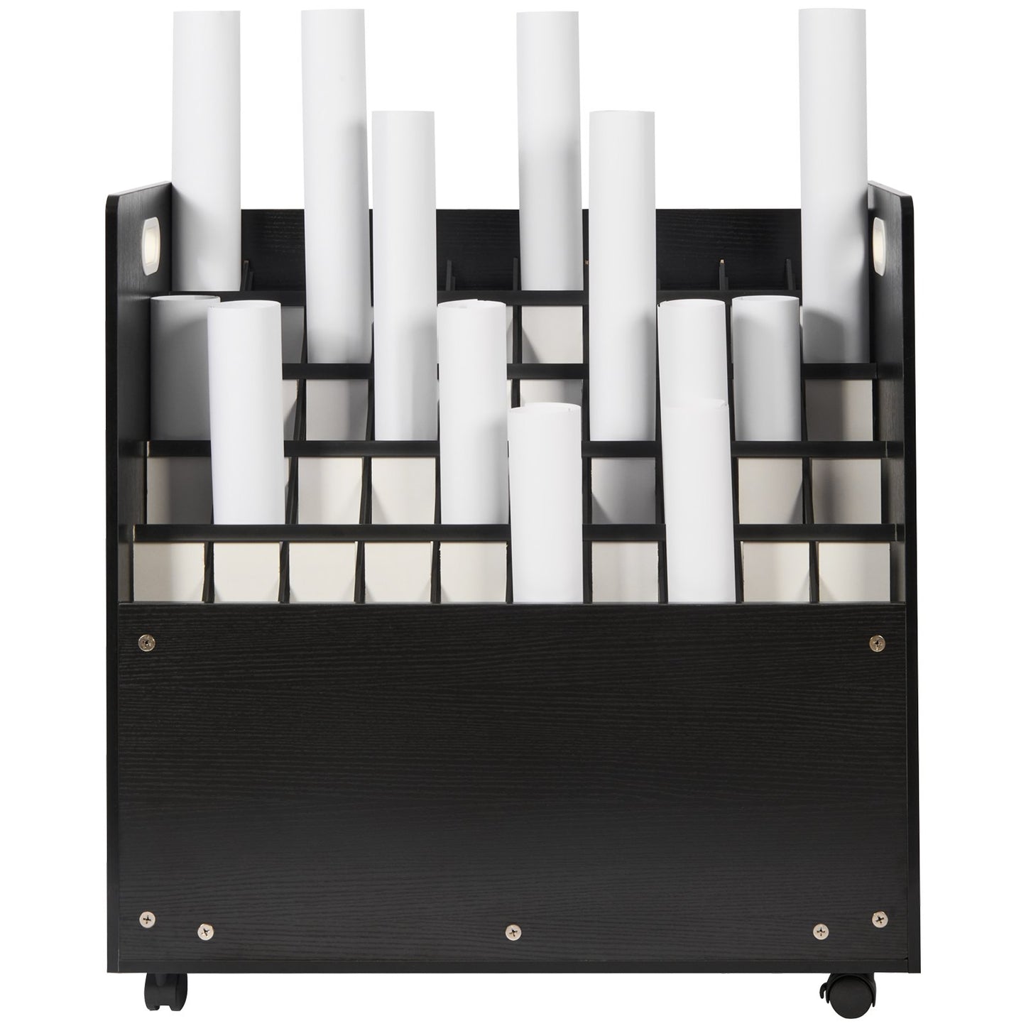 Blueprint Roll Filhållare 50 Slots Mobil Trä Blueprint Storage Cart