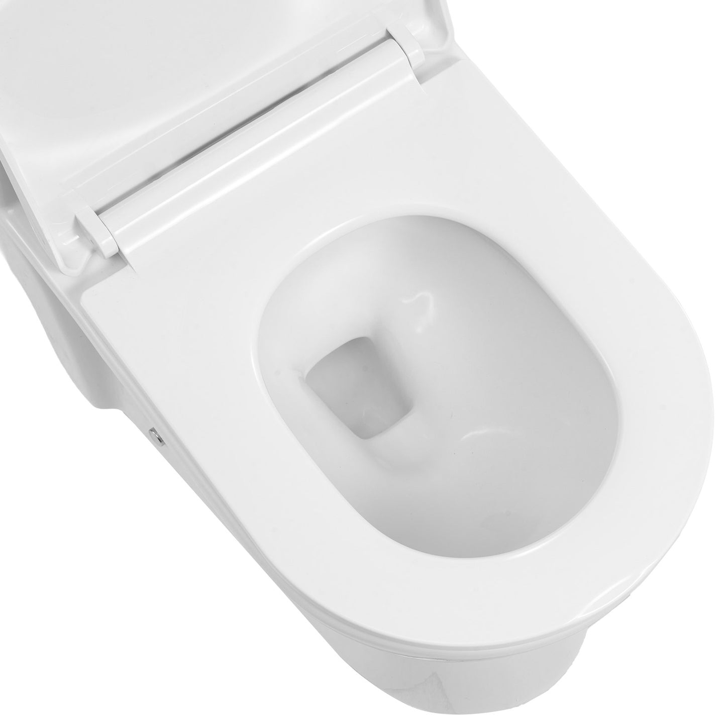 One-Piece Toilet, Elongated Toilet Vortex Dual-Flush 1.1/1.6 GPF, Toilets for Bathroom with Comfortable Chair Seat, 12 inch Rough-In, Black + White, Easy-Clean Skirted Design, Standard Height