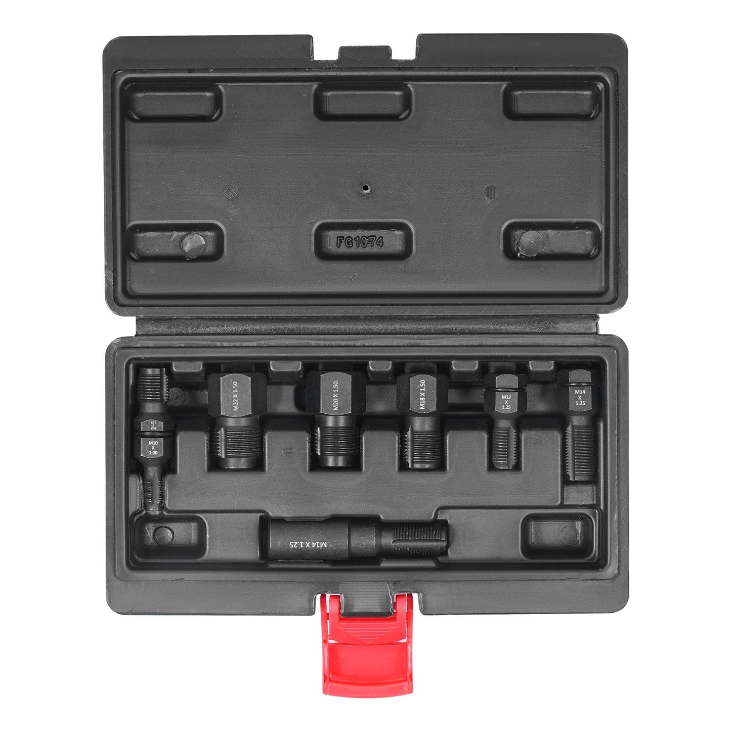 7-Piece Thread Chaser Set, Metric Thread Restorer Tool M10 M12 M14 M18 M20 M22, Rethreading Tool Kit with Storage Case, Heat Treated Carbon Steel, for Automotive Thread Repair Applications