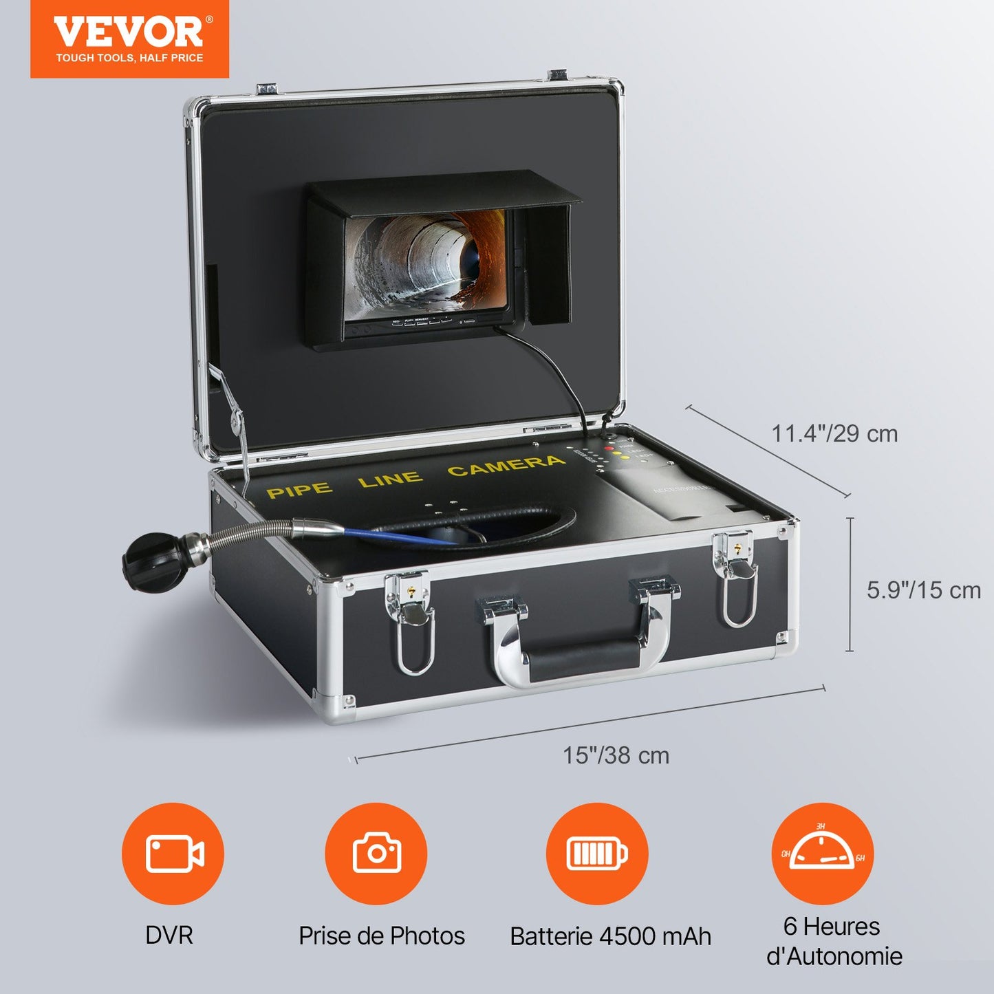 Sewer Camera, 100 ft/30 m, 7" Screen Pipeline Inspection Camera with DVR Function, Waterproof IP68 Camera, 12 pcs Adjustable LEDs, with a 16 GB SD Card for Sewer Line, Duct Drain Pipe Plumbing