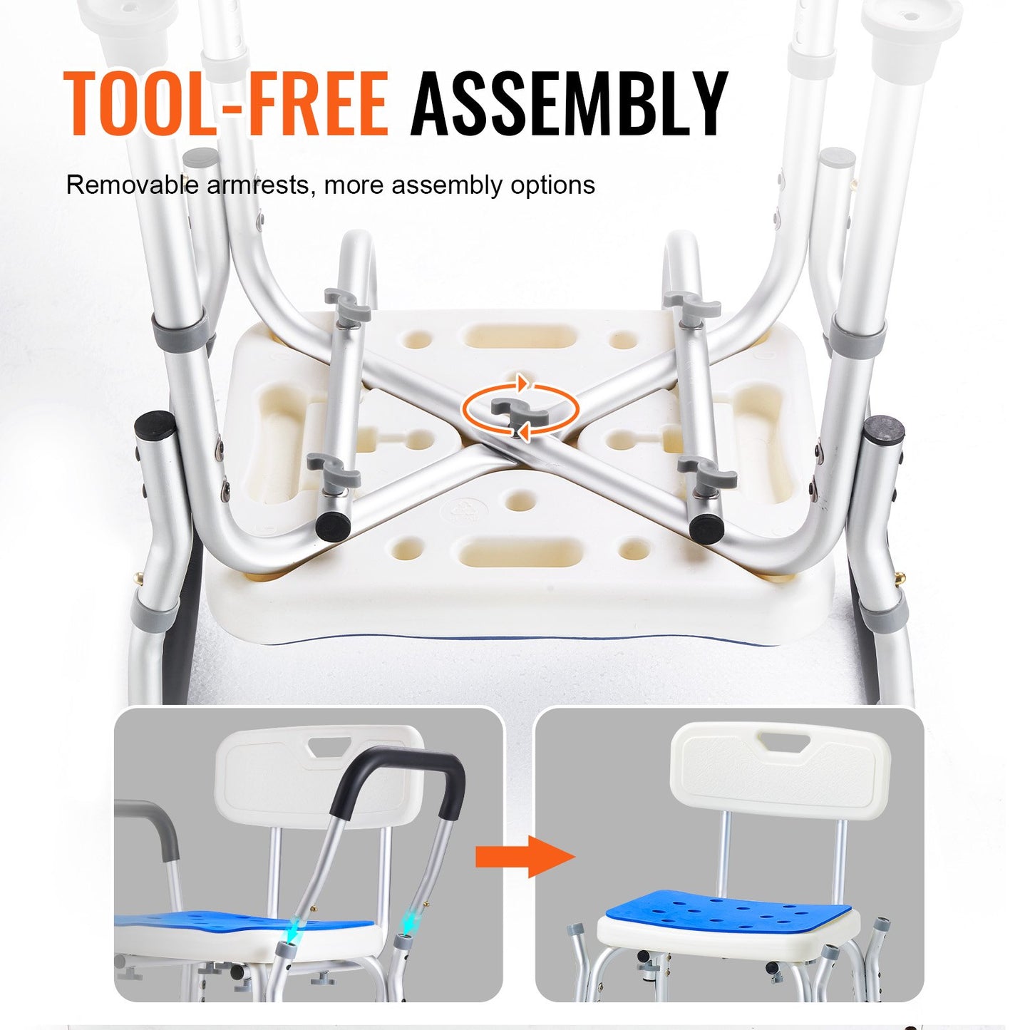 Shower Chair, 400 lbs Capacity, Shower Seat with Back, Adjustable Height Shower Stool, Shower Chair for Inside Shower Bathtub, Non-slip Bathroom Bench Bath Chair for Elderly Disabled Handicap