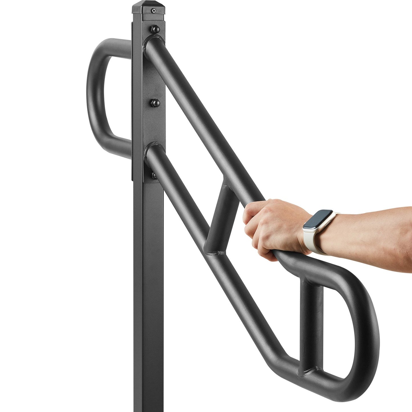 Single Post Outdoor Handrail 1-3 Steps 40.5" Stair Railing Floor Mount