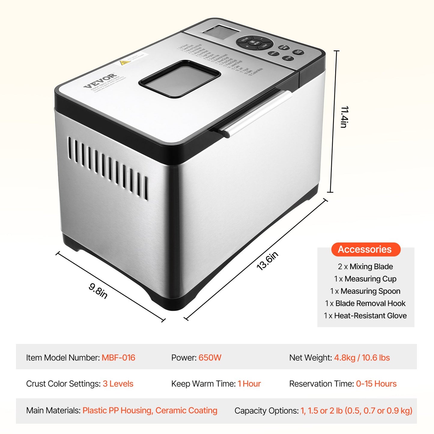 Bread Maker, 19-in-1 2LB Dough Machine, Nonstick Ceramic Pan Automatic Breadmaker with Gluten Free Setting, Whole Wheat Bread Making, Digital, Programmable, 3 Loaf Sizes, 3 Crust Colors