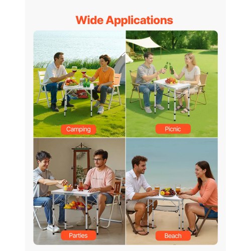 60cm Hopfällbart Bärbart Campingbord Aluminium Picknickbord Inomhus Utomhus | EU