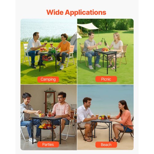 60cm Hopfällbart Bärbart Campingbord Aluminium Picknickbord Inomhus Utomhus | EU