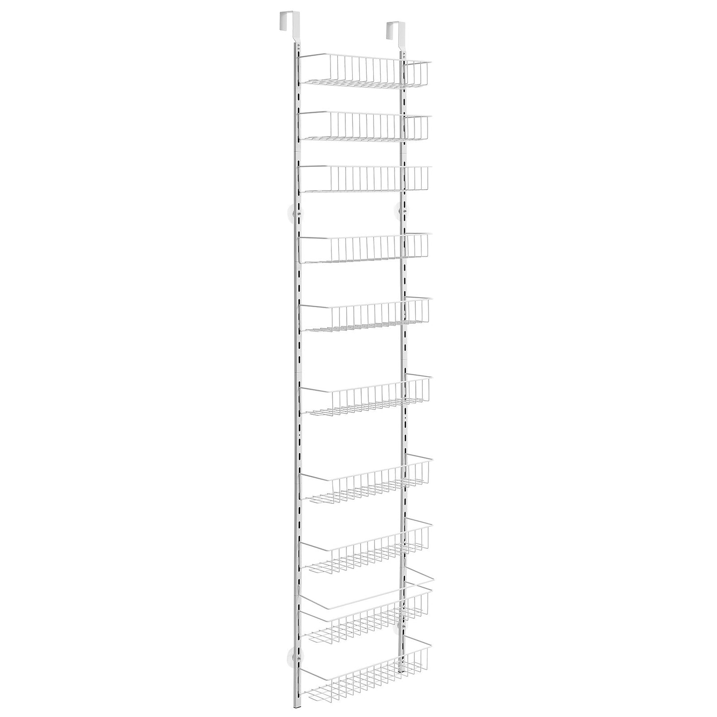 Over the Door Pantry Organizer, 10-Tier Pantry Organization and Storage, Heavy-Duty Steel Hanging Spice Rack, Adjustable Wall Seasoning Shelves, for Home Kitchen Laundry Room Bathroom, White