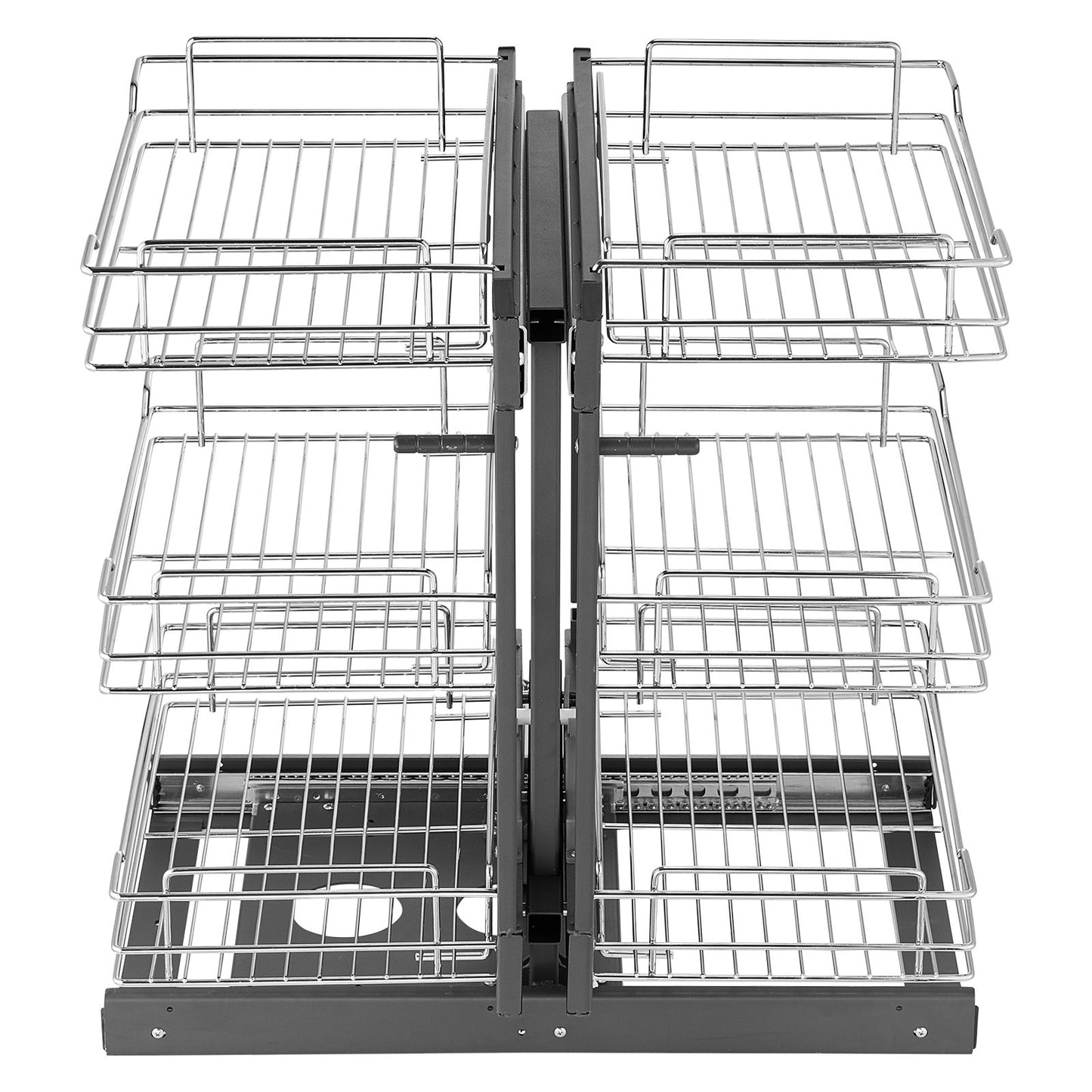 Min 15"W Opening Blind Corner Pull Out Organizer, 3 Tier 6 Shelf Kitchen Cabinet Organizer, Chrome Carbon Steel Storage Basket, Slide Out Storage Organizer, Left & Right Open Compatible