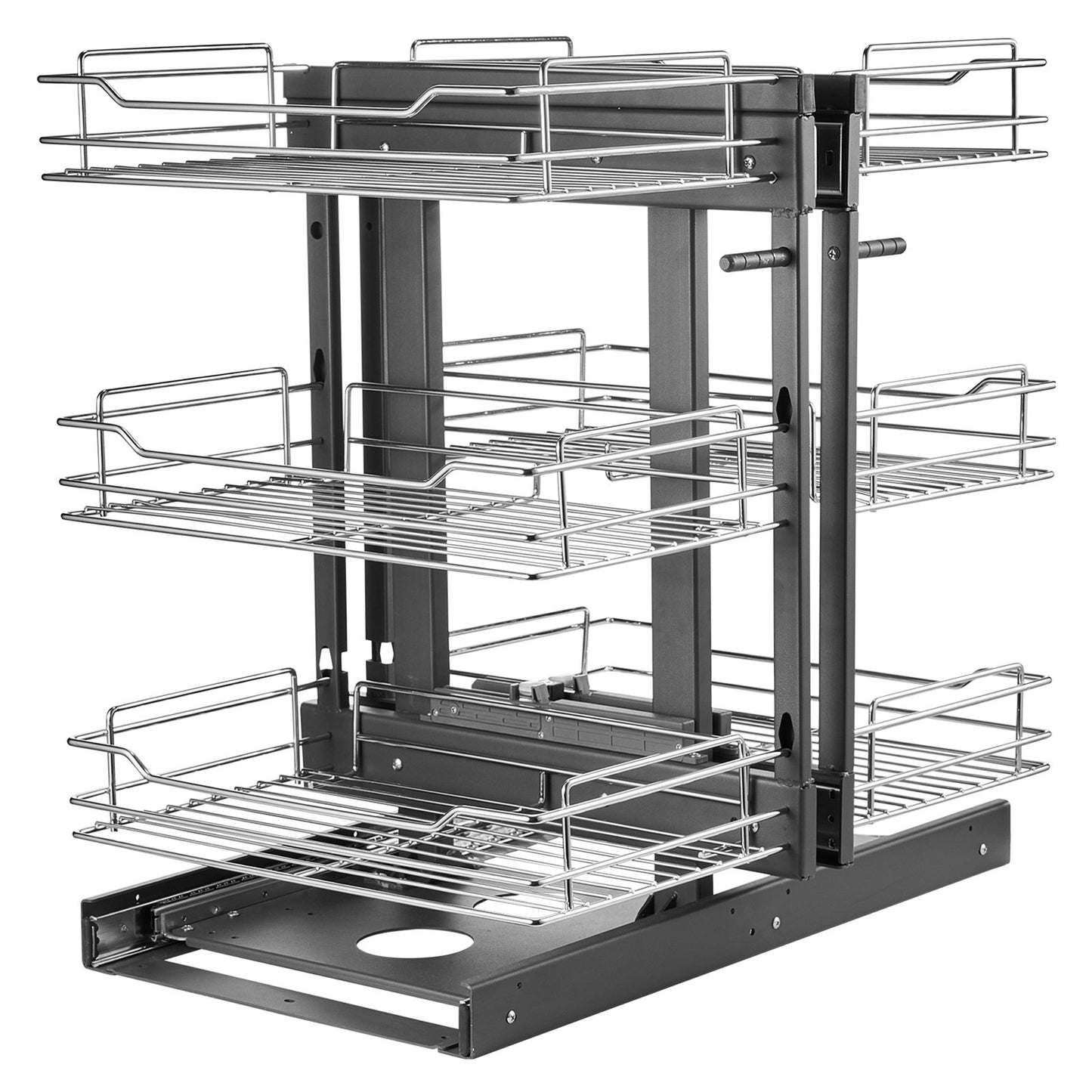 3-stufiger Auszieh-Organizer für blinde Ecken, Chrom, für Küchenschränke