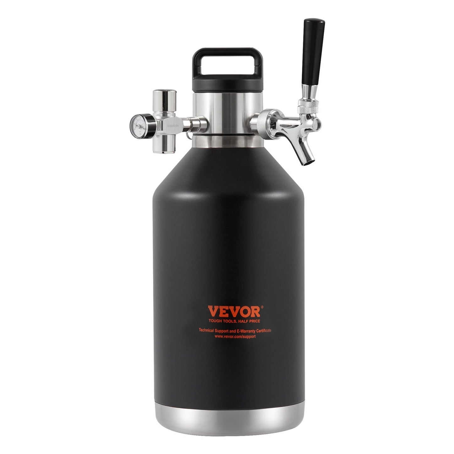 Bier-Growler-Zapfhahnsystem, 128 oz 4 l Mini-Fass, unter Druck stehender Bier-Growler aus Edelstahl 304, Keg-Growler mit Druckanzeige, CO2-Reglerhahn, auslaufsicherer Ring für Fassbier, Heimbrauen, Craft Beer