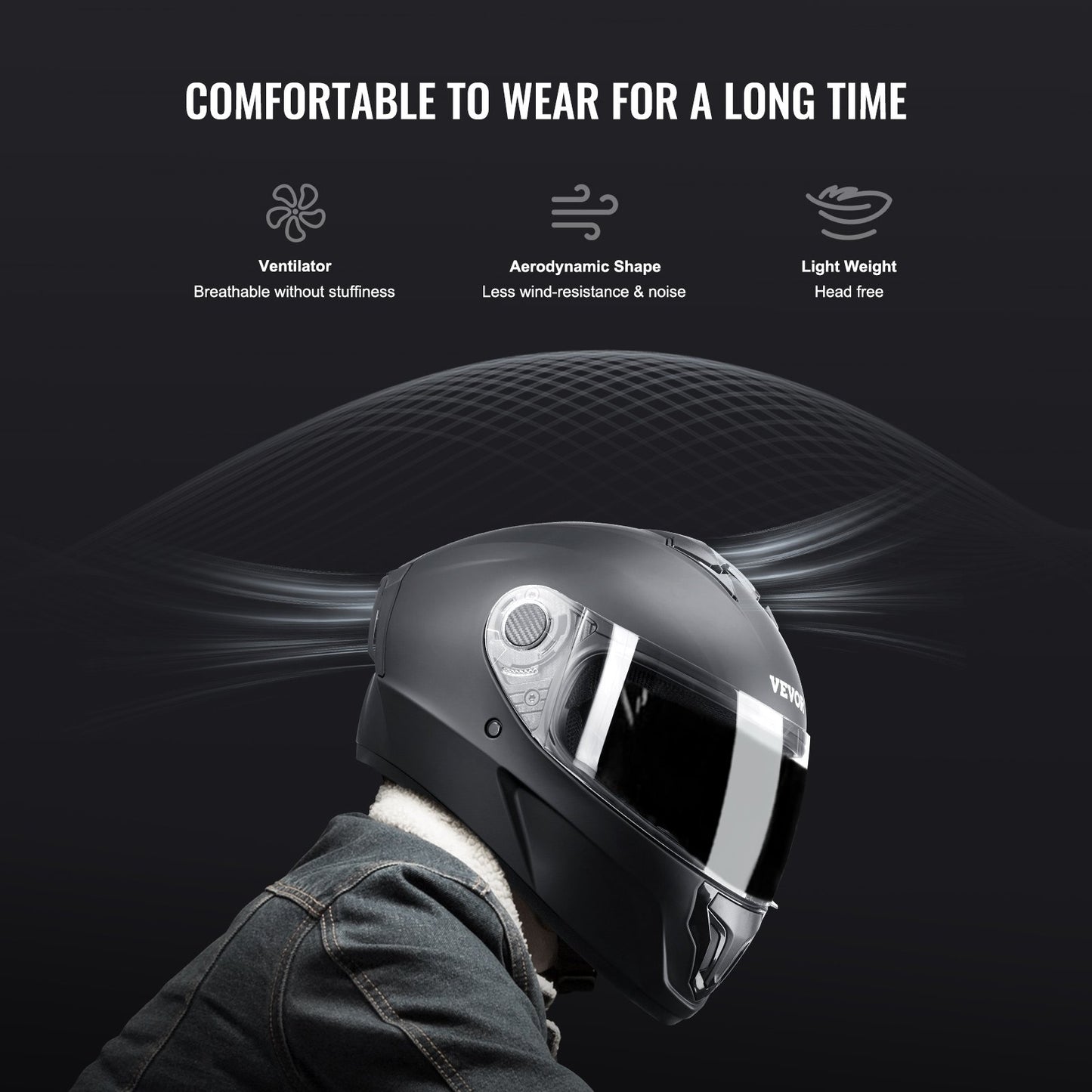 Motorcycle Helmet, Full Face, Smart Street ABS & High Density Helmet with Bluetooth Slot & Interchangeable Lens, DOT Approved Comfortable Motocross Helmet, Fit for Youth & Adults