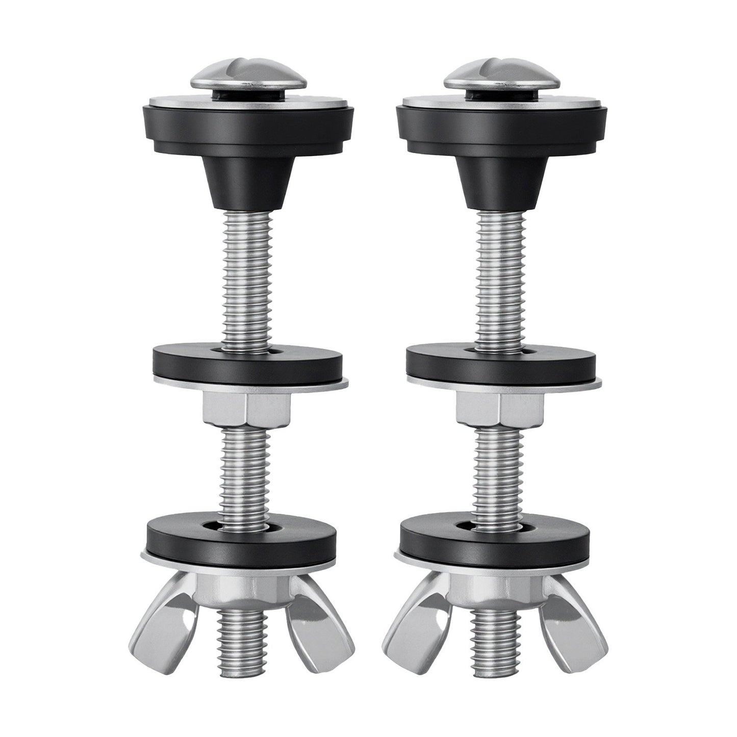 Universal Toilet Tank to Bowl Bolts Kit, 2PCS Metal Heavy Duty Toilet Tank Bolts, Stainless Steel Toilet Tank Screws Replacement Kit with Wing Nuts, Rubber Washers Gaskets, Toilet Repair Screw