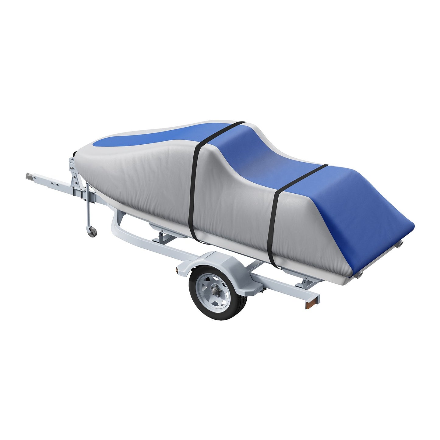 Jetski-Abdeckung, 3200–3420 mm, schleppbare, wasserdichte PWC-Abdeckung, strapazierfähiges 600D Marine-PU-Oxford-Gewebe, UV-beständige Seadoo-Abdeckung mit Gurten, Schutz für Jetski, Grau+Blau