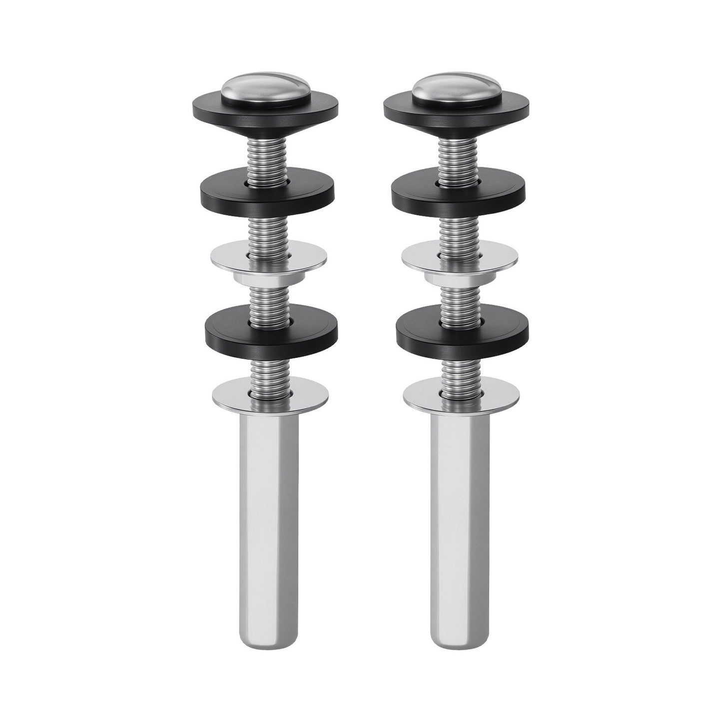 Universal Toilet Seat Bolts Kit, 2PCS Metal Heavy Duty Toilet Tank Bolts, Stainless Steel Toilet Seat Screws Replacement Kit with Long Downlock Nuts, Rubber Washers Gaskets, Toilet Repair Screw